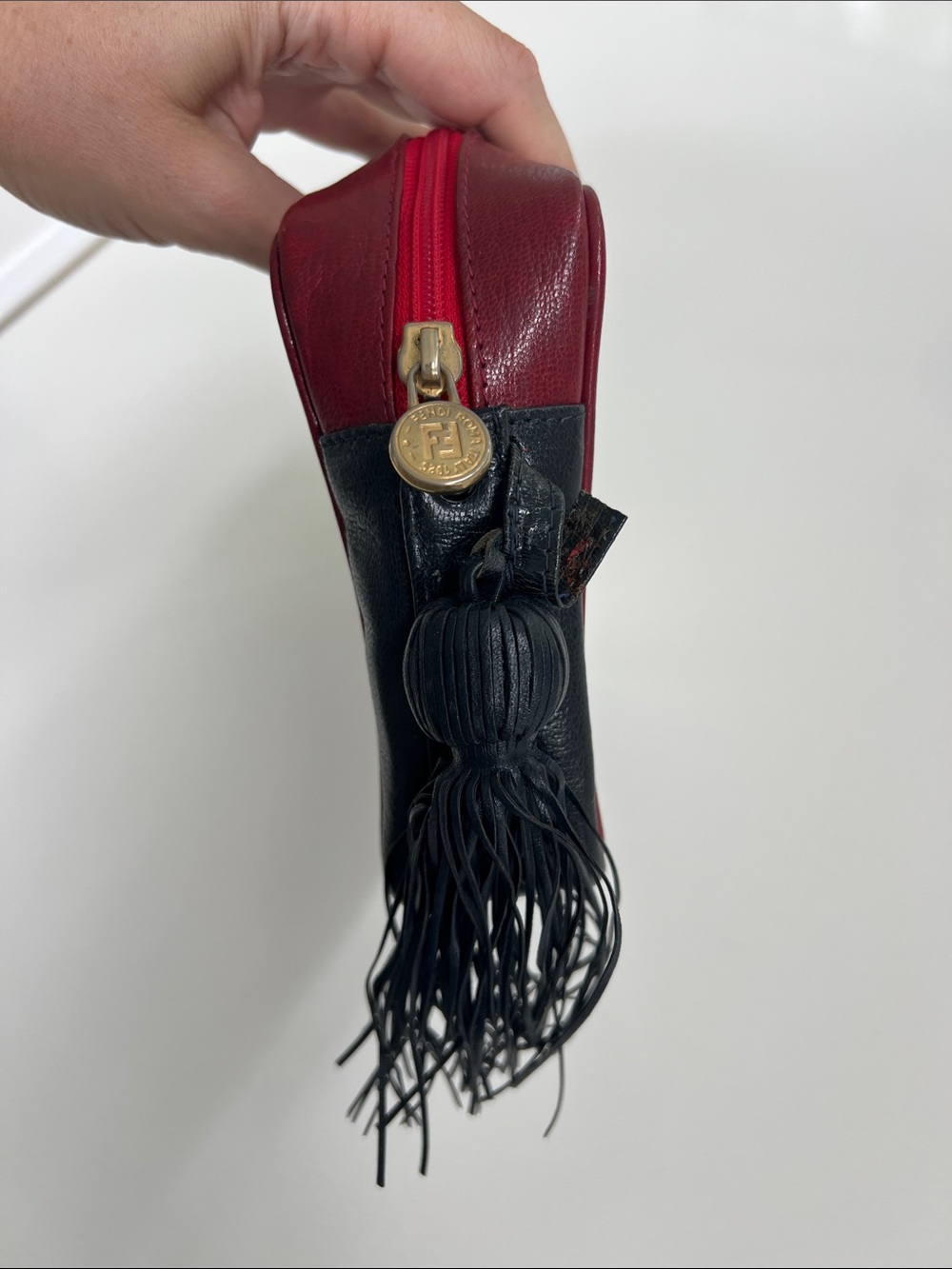 Vintage FENDI Roma 1925 colorblock red white and navy blue camera bag NO strap - Picture 4 of 16